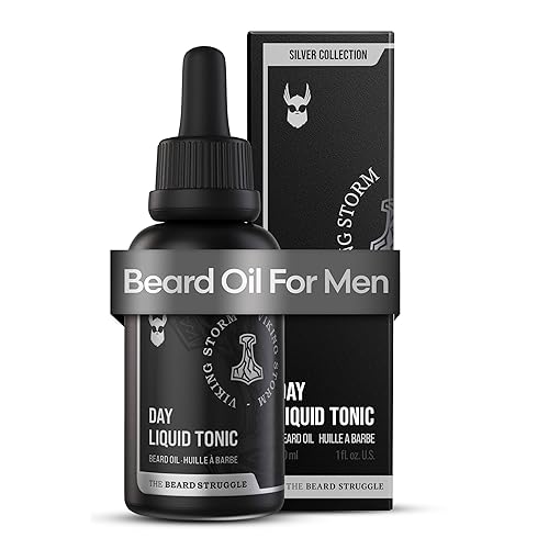 The Beard Struggle - Day Liquid Tonic Beard Oil - Silver Collection (Viking Storm) - Beard Oil for Men - Moisturize, Softens Hair, Reduces Itch - Day