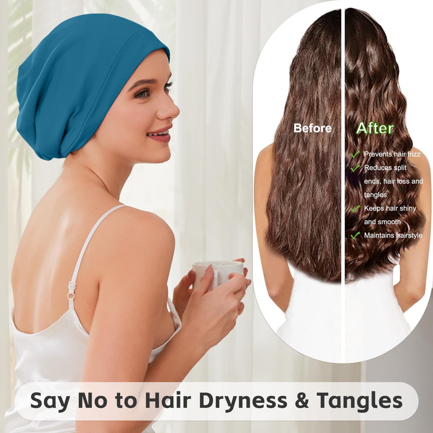 Silk Bonnet for Sleeping Women, Adjustable Silky Satin Lined Sleep Cap Beauty and Personal Care ZHENSILK