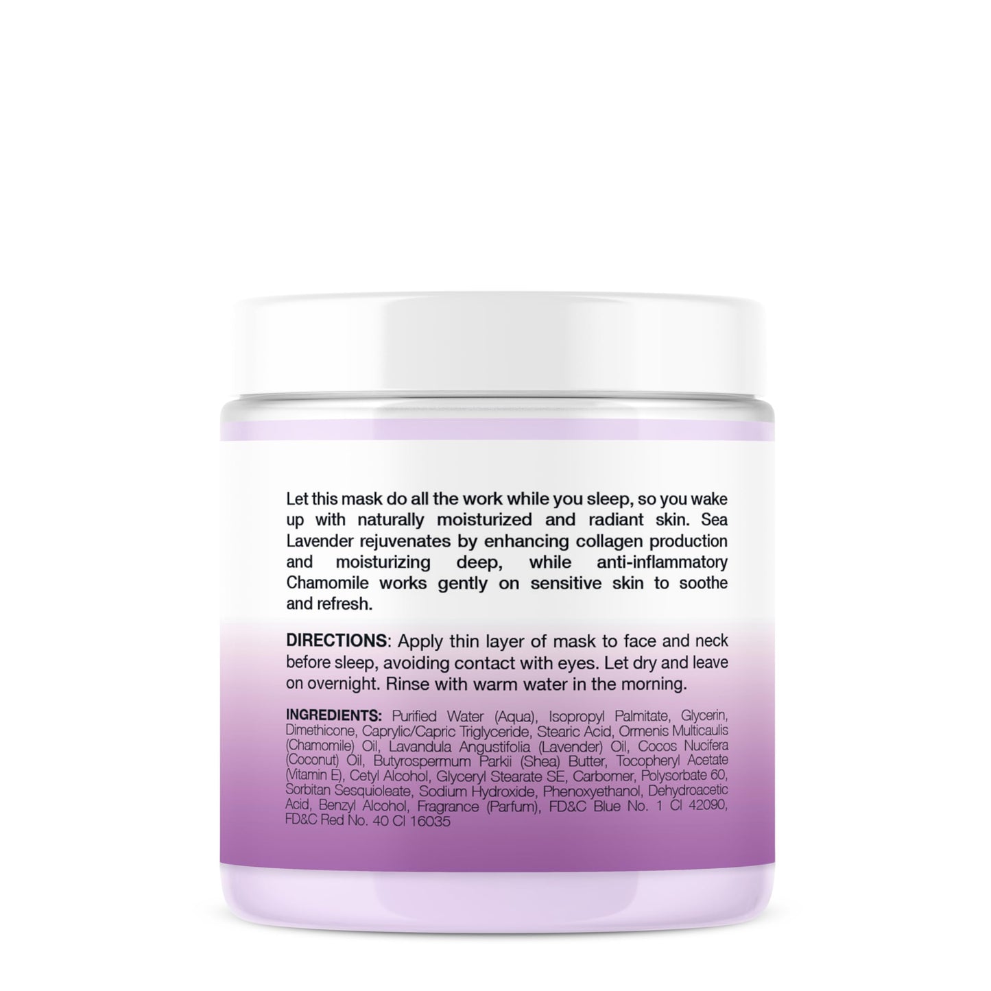 Vitamins and Sea Beauty Sea Lavender Chamomile Sleep Mask - Overnight Hydration Face Mask with Botanicals, Deep Moisturizing & Firming, 8.5 oz