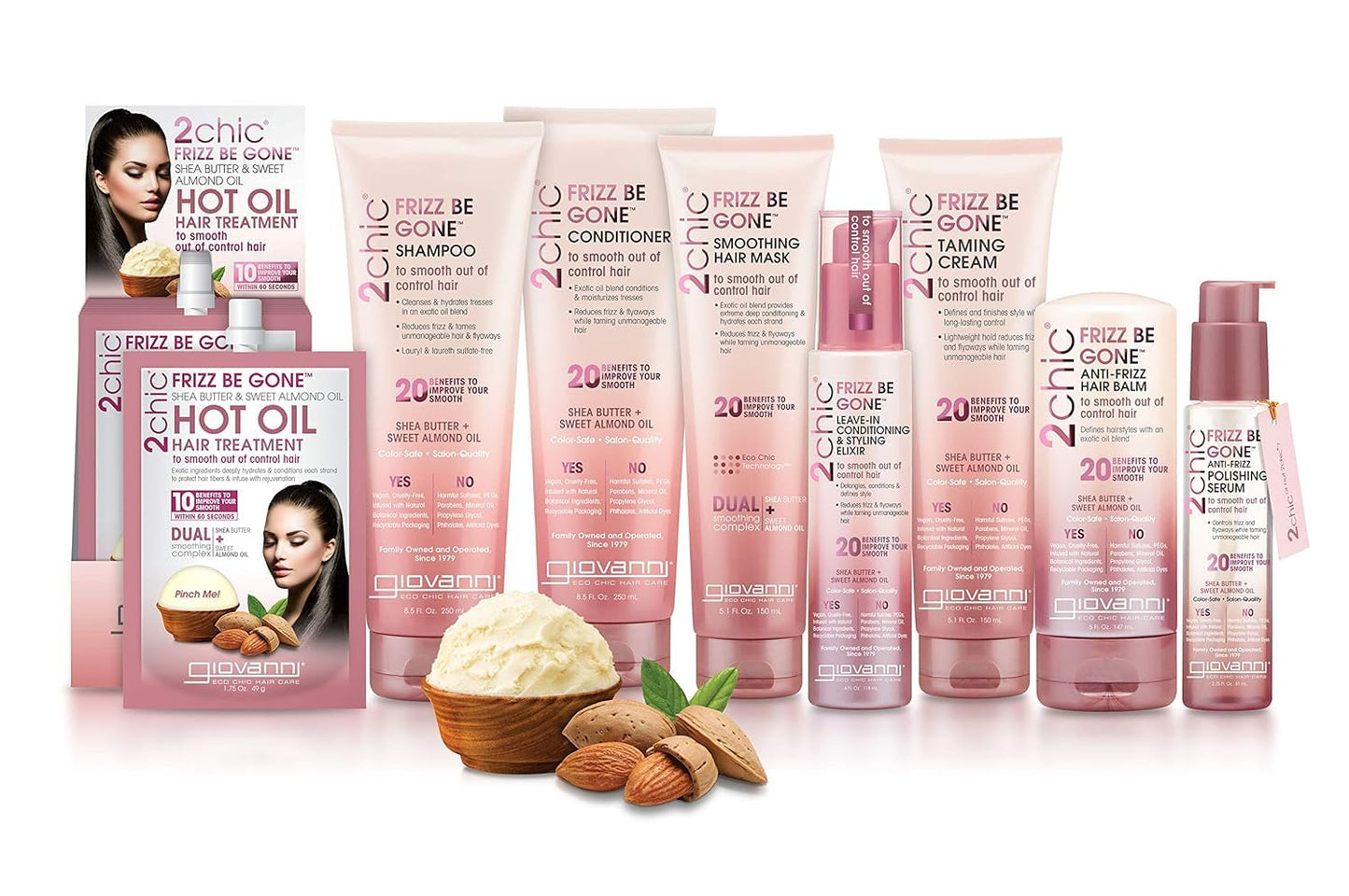 GIOVANNI 2chic Leave-In Conditioning Styling Elixir - Anti-Frizz Natural Hair Smoothing Formula with Shea Butter & Sweet Almond Oil, Macadamia
