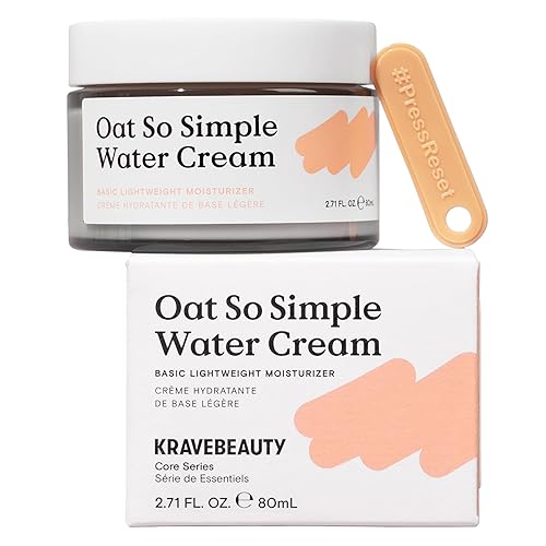 KraveBeauty Oat So Simple Water Cream Moisturizer, Calming, Lightweight Hydrating Gel Face Cream for Sensitive Skin with Oat Extract & Squalane