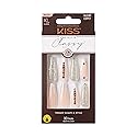 KISS Classy, Press On Nails, Nail glue included, 'Sophisticated', Silver, Extra-Long Size, Coffin Shape, Includes 30 Nails, 2g glue, 1 Manicure Stick