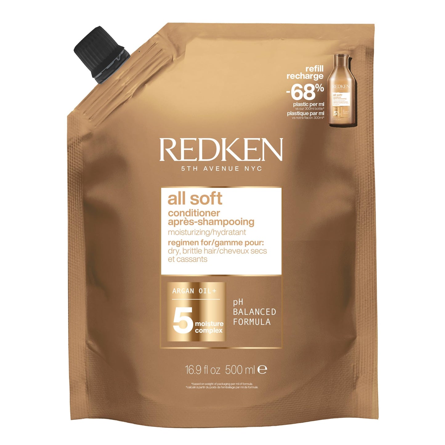 Redken All Soft Conditioner - Moisturizes & Hydrates Dry, Brittle Hair, Softens, Smooths & Adds Hair Shine, Conditioner & Detangler, Refill Beauty and Personal Care Redken Default Title