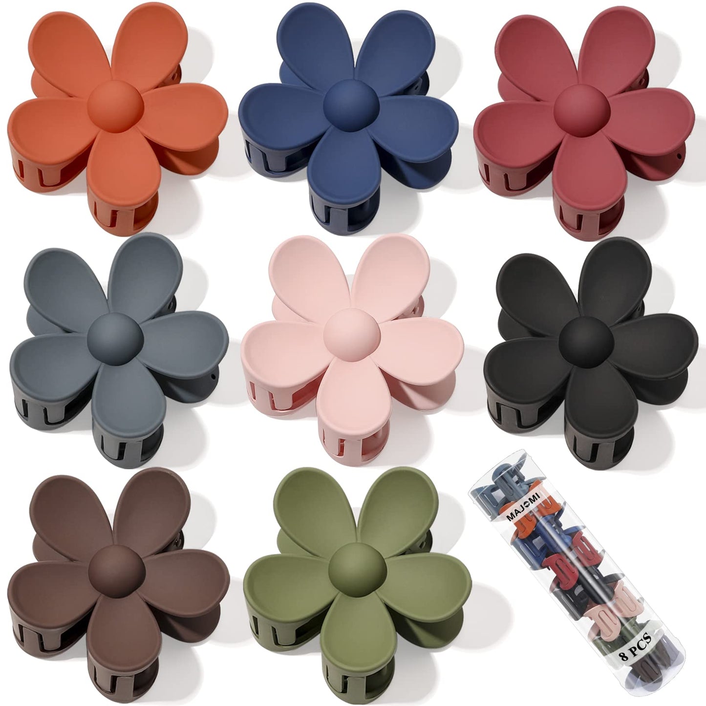 Flower Hair Claw Clips 8PCS Cute Hair Clip Big Daisy Hair Clips Strong Hold Jaw Flower Clip Barrettes Large Hair Clamps Accessories Thick Hair