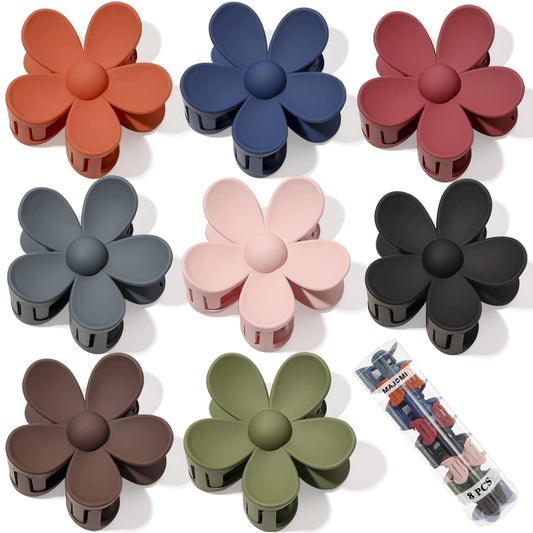 Flower Hair Claw Clips 8PCS Cute Hair Clip Big Daisy Hair Clips Strong Hold Jaw Flower Clip Barrettes Large Hair Clamps Accessories Thick Hair