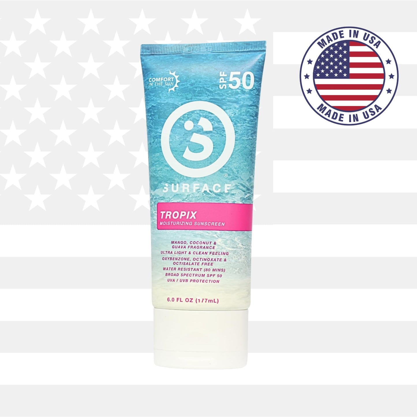 Surface Sunscreen Lotion SPF 50 for Face & Body, Lightweight Natural Formula, Reef Friendly, Broad Spectrum UVA UVB Protection, Water Resistant Sun