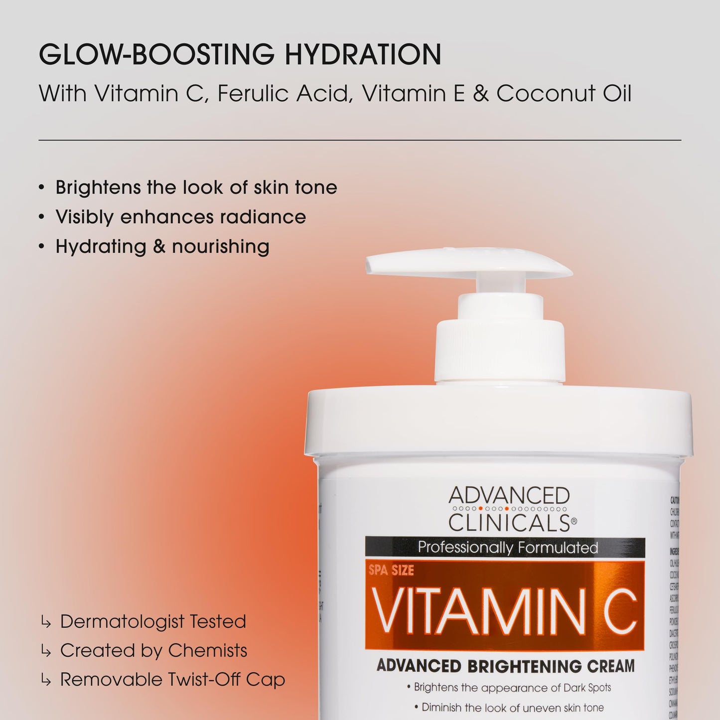 Advanced Clinicals Vitamin C Brightening Cream + Manuka Honey Body Lotion & Face Moisturizer 2pc Skincare Set For Women & Men | Body Butter Creams