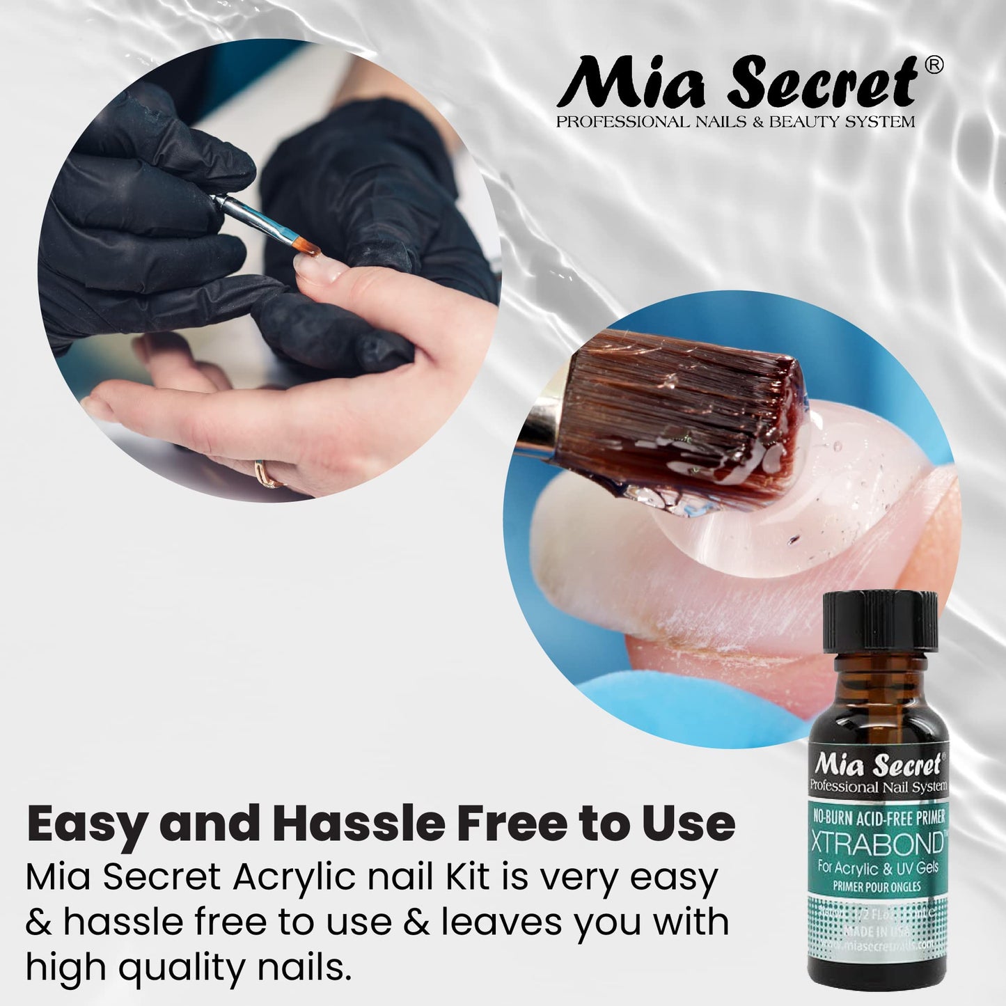 Mia Secret Acrylic Nail Kit: 1/2 oz liquid monomer, 1/2 oz clear acrylic powder, ultra quick nail glue, 1/2 oz ultra gloss top coat, fancy 20 nail Beauty & Personal Care Mia Secret