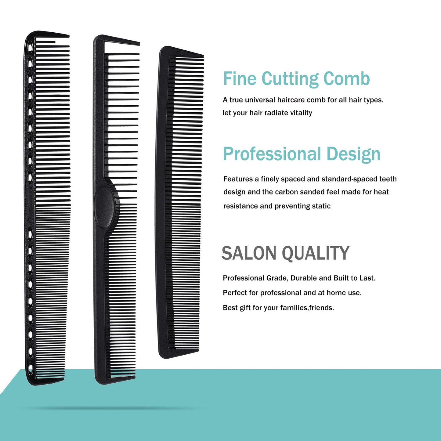 6 Pieces Carbon Fiber Hair Combs Set, General Styling Grooming Combs, Anti Static Heat Resistant Hairdressing Comb, Fine and Wide Tooth Hair Barber Beauty and Personal Care MODENGKONGJIAN