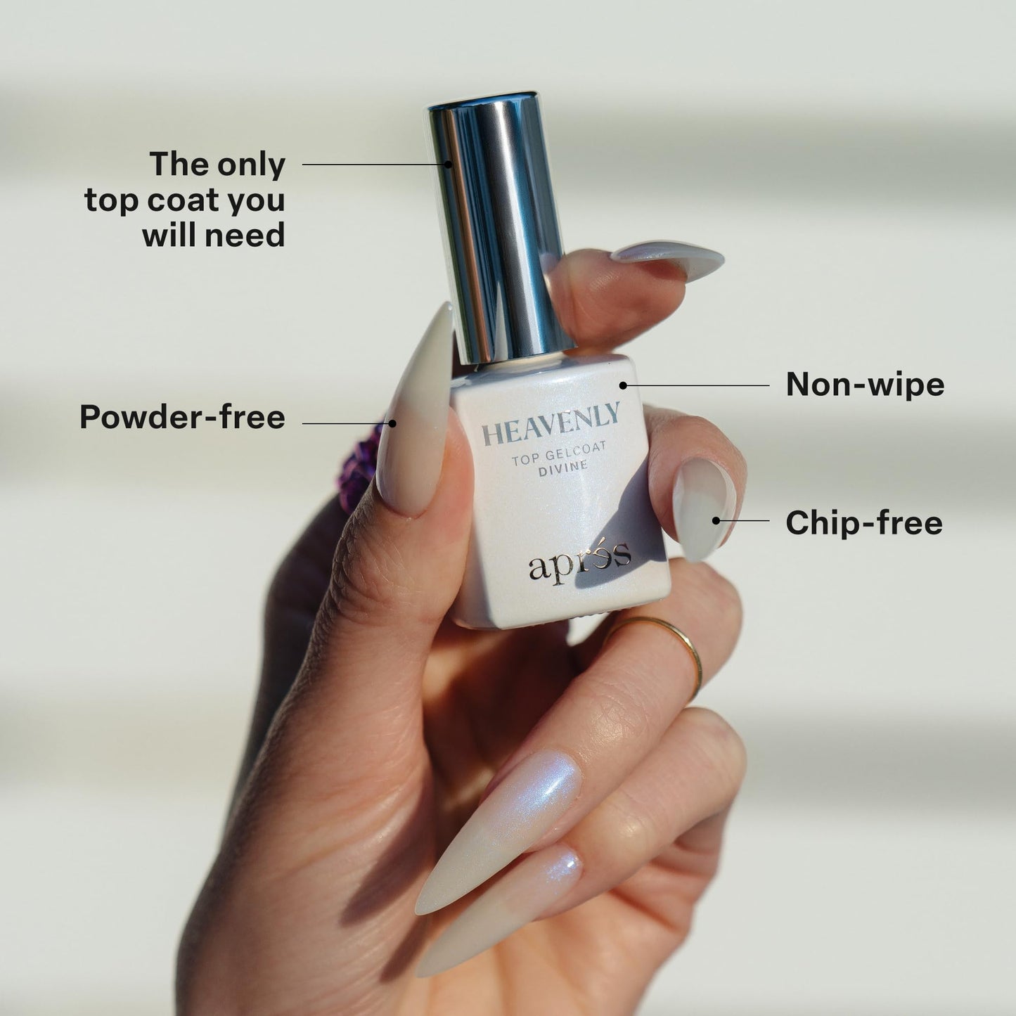 Apres Heavenly Top Gelcoat, 15 ml Non-Wipe Nail Gel Polish Top Coat, Shimmery Long Lasting Topcoat (Angelic, 15 ml) Beauty & Personal Care APRÉS