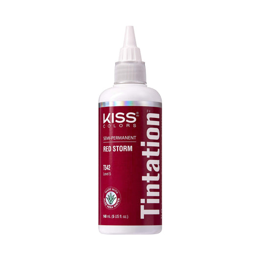 Red by Kiss Tintation Semi Permanent Hair Color, Aloe Vera Water Based, Argan Oil, Olive Oil, Collagen & Keratin, Long-Lasting Color Dye (Red Storm, 5