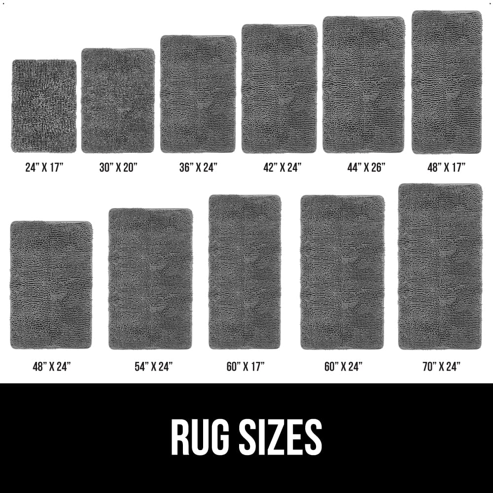GORILLA GRIP Chenille Bath Rug Mat 24x17 – Soft, Absorbent, Quick-Dry, Rubber Back, Washable Bathroom Mat – Grey