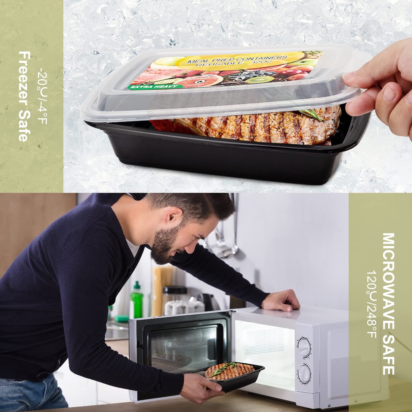 Ezalia 50 Pack- Meal Prep Containers 32oz, Plastic Food Prep Containers Reusable, Leakproof To Go Food Containers with Lids, BPA-Free…