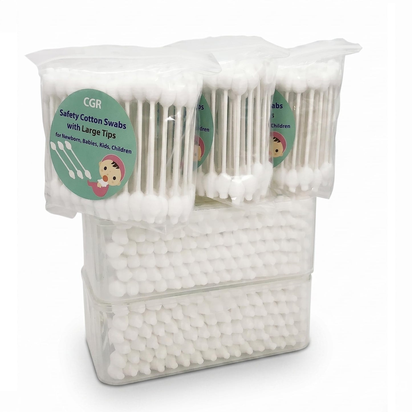 400pcs CGR Baby Safety Cotton Swabs with Large Tips for Newborn Babies Kids Beauty and Personal Care CGR Default Title