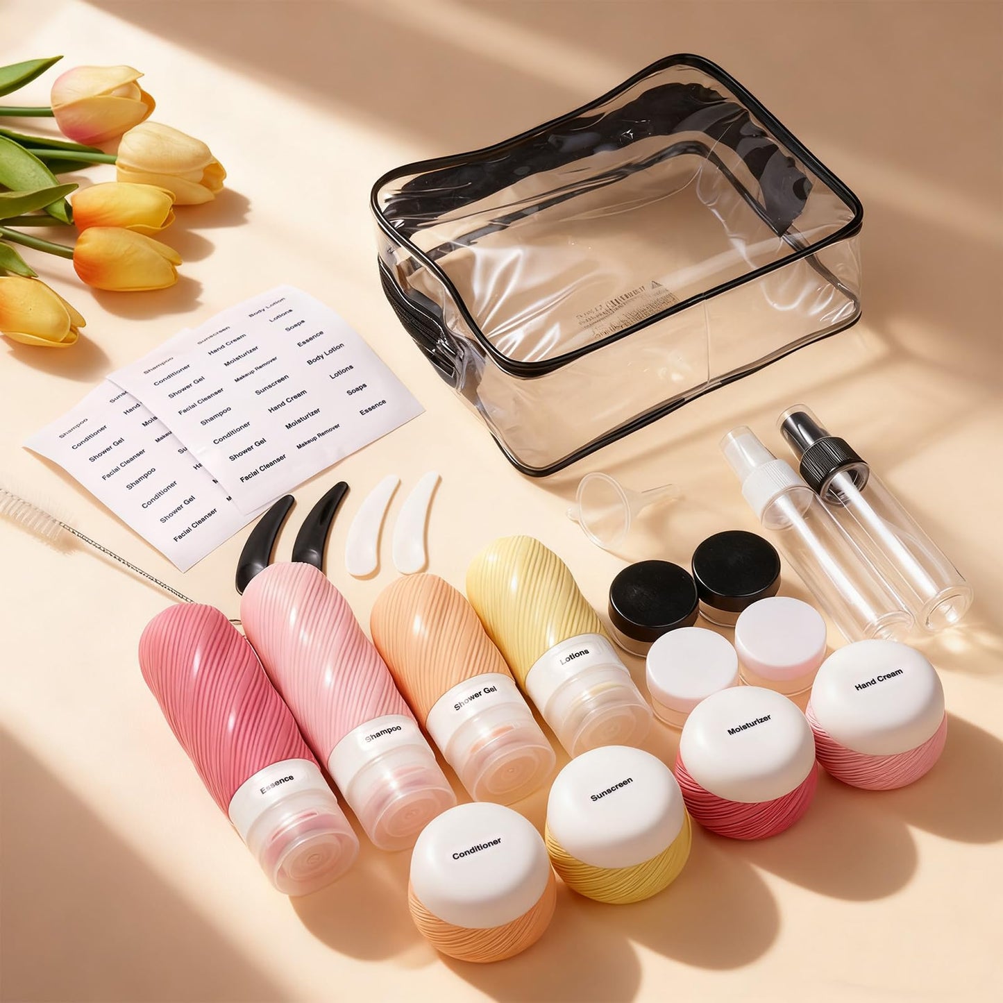 LitBear 23 Pack TSA Approved Travel Bottles for Toiletries, Leak Proof Refillable Travel Size Containers Kit with Silicone Squeezable Bottles Jars Beauty and Personal Care LitBear