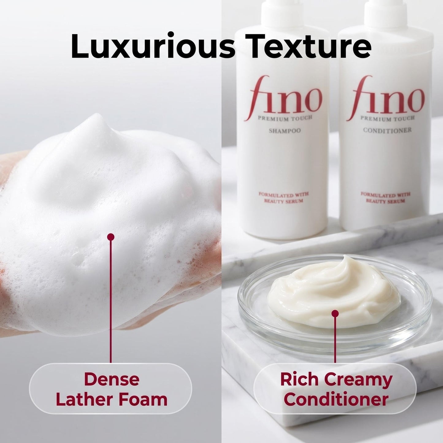 TJ SIGNATURE Fino Premium Touch Shampoo and Conditioner Set - J-Beauty Salon Grade Deep Repair Duo for Dry, Damaged & Frizzy Hair - Includes Exclusive
