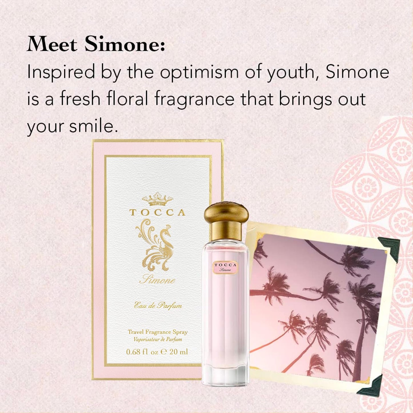 Tocca Women's Perfume, Simone Fragrance, 0.68 oz (20 ml) - Fresh Floral - Breezy, Sparkling, Radiant