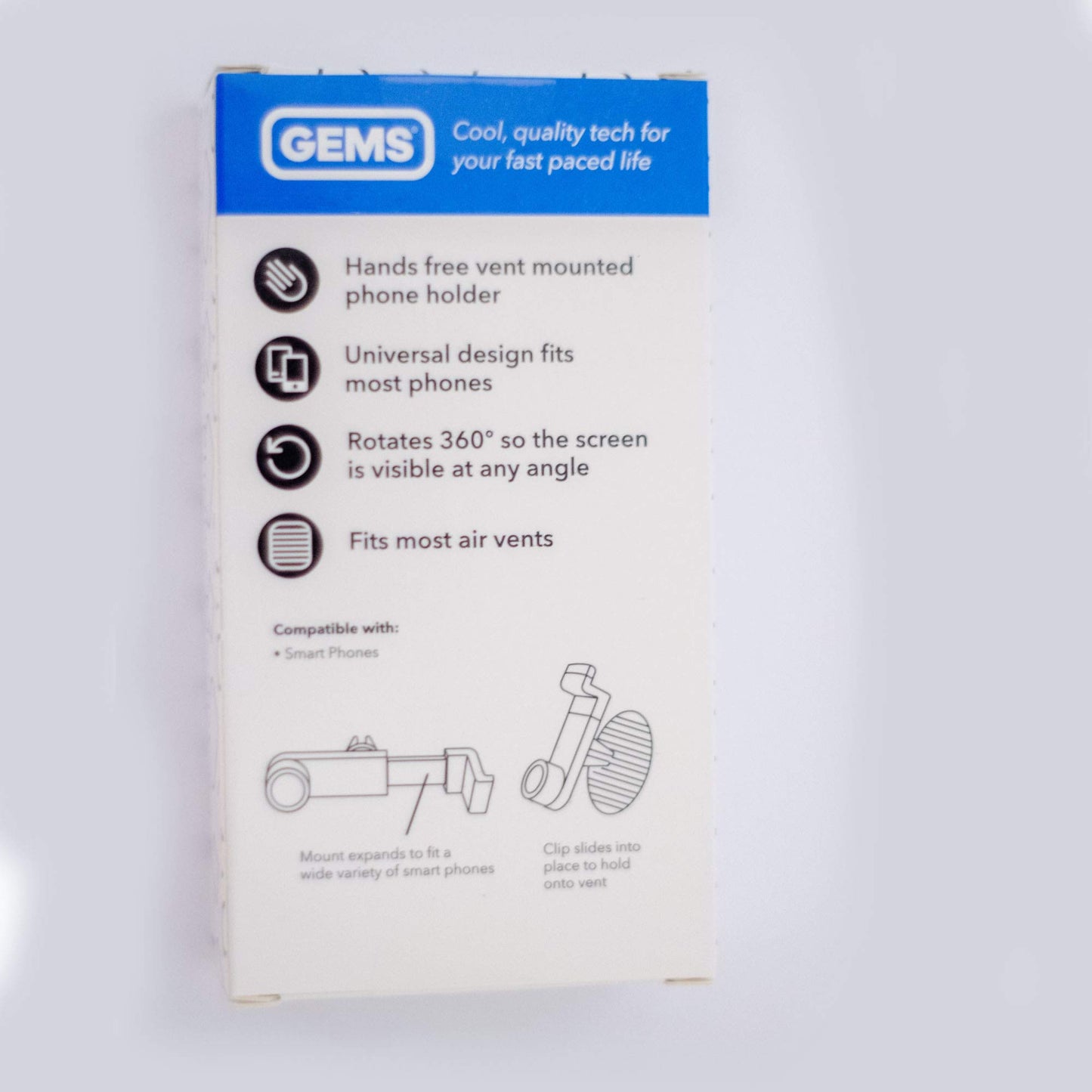 Car Phone Mount Air Vent Universal Holder Cradle Gems Compatible with iPhone, Samsung, Moto, Huawei, Nokia, LG, Smartphones