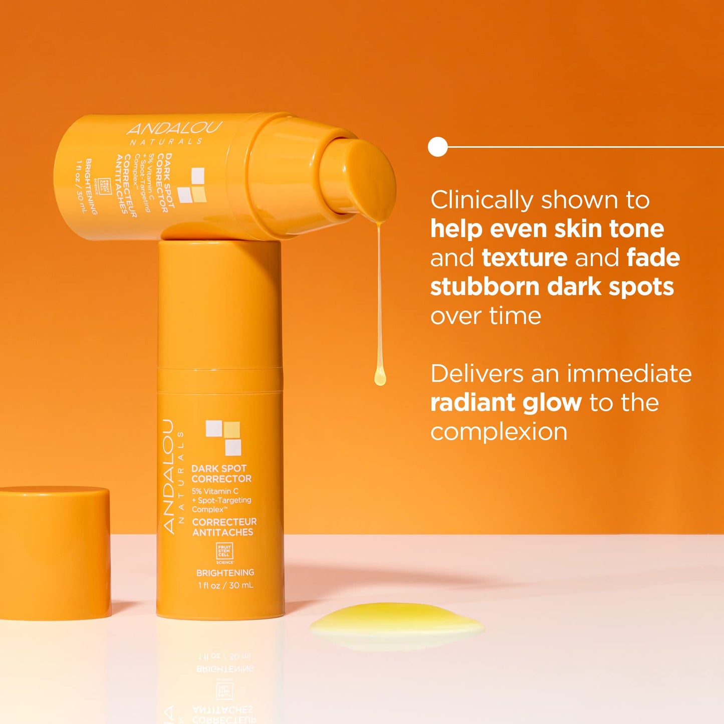 Andalou Naturals Dark Spot Corrector, Complexion Enhancing Face Serum with Vitamin C, May Help Hyperpigmentation, Reduce the Appearance of Acne