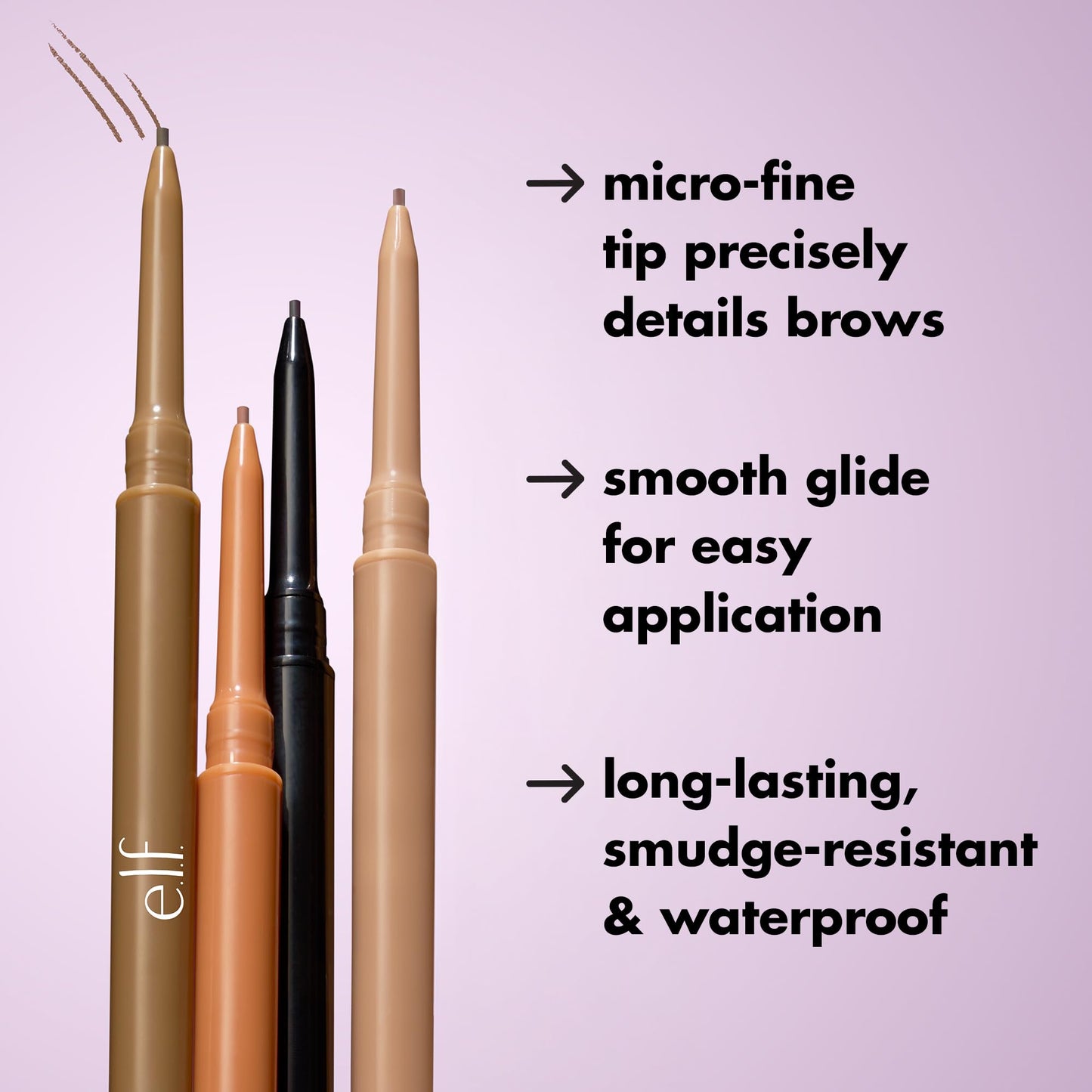 e.l.f. Micro-Fine Brow Pencil, Waterproof Brow Color & Spoolie For Shaping Brows & Creating A Feathered Natural-Looking Finish, Vegan & Cruelty-Free