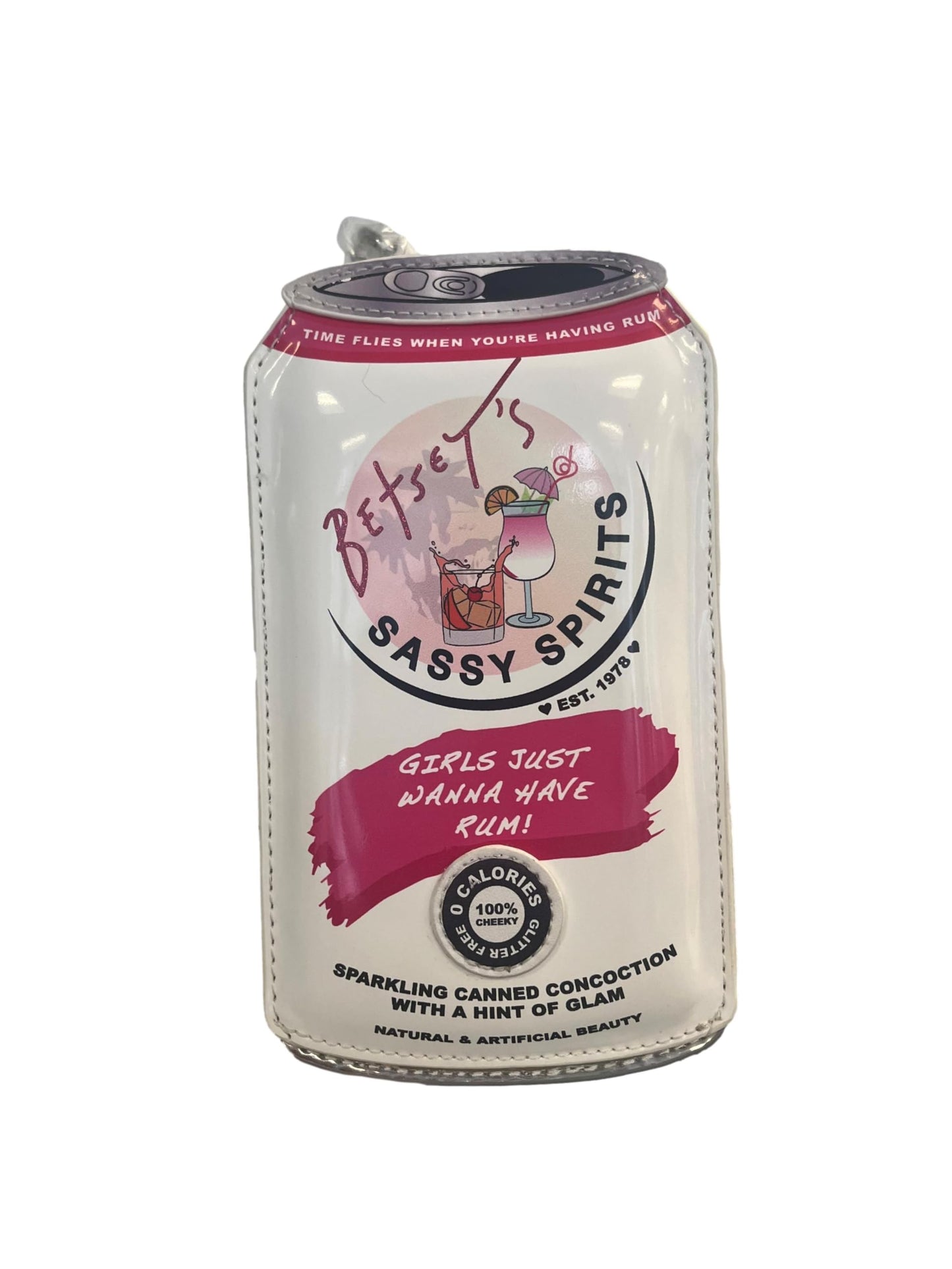 Betsey Johnson Limited Edition XO Spritz Girls Just Want To Have Fun Multi Colored Sparkling Can Of Spritzer With A Hint Of Glam Faux Leather…