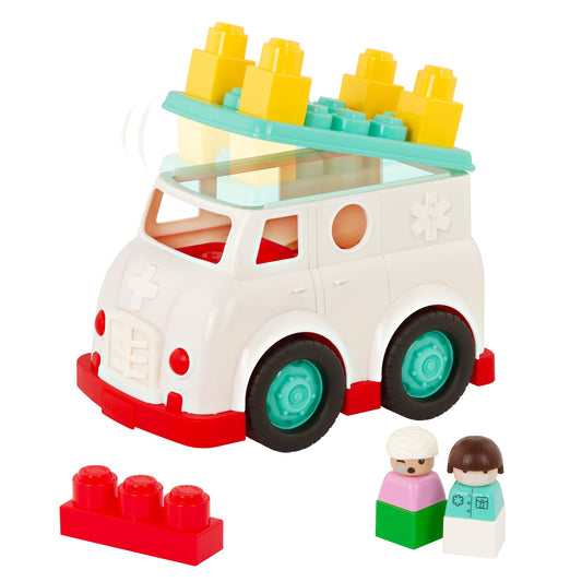 Battat - Rescue Truck - 8 Pieces Construction Set - 2 Figures & 5 Blocks - Build - On Vehicle - 12+ Months - Locbloc® Ambulance