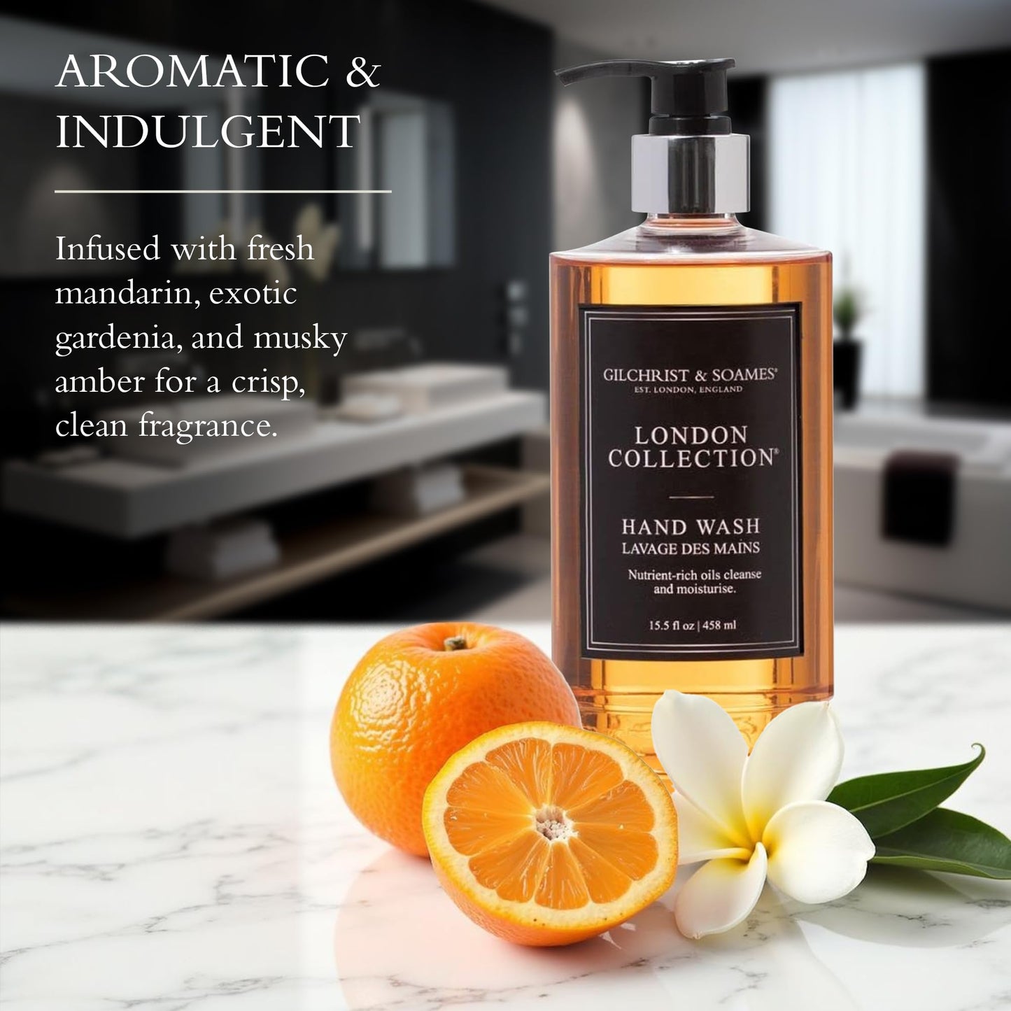 Gilchrist & Soames London Hand Wash - Natural Moisturizing Liquid Cleanser With Red Tea, Soy, Grape Seed Oil, & Ginkgo - Paraben & Sulfate Free Soap