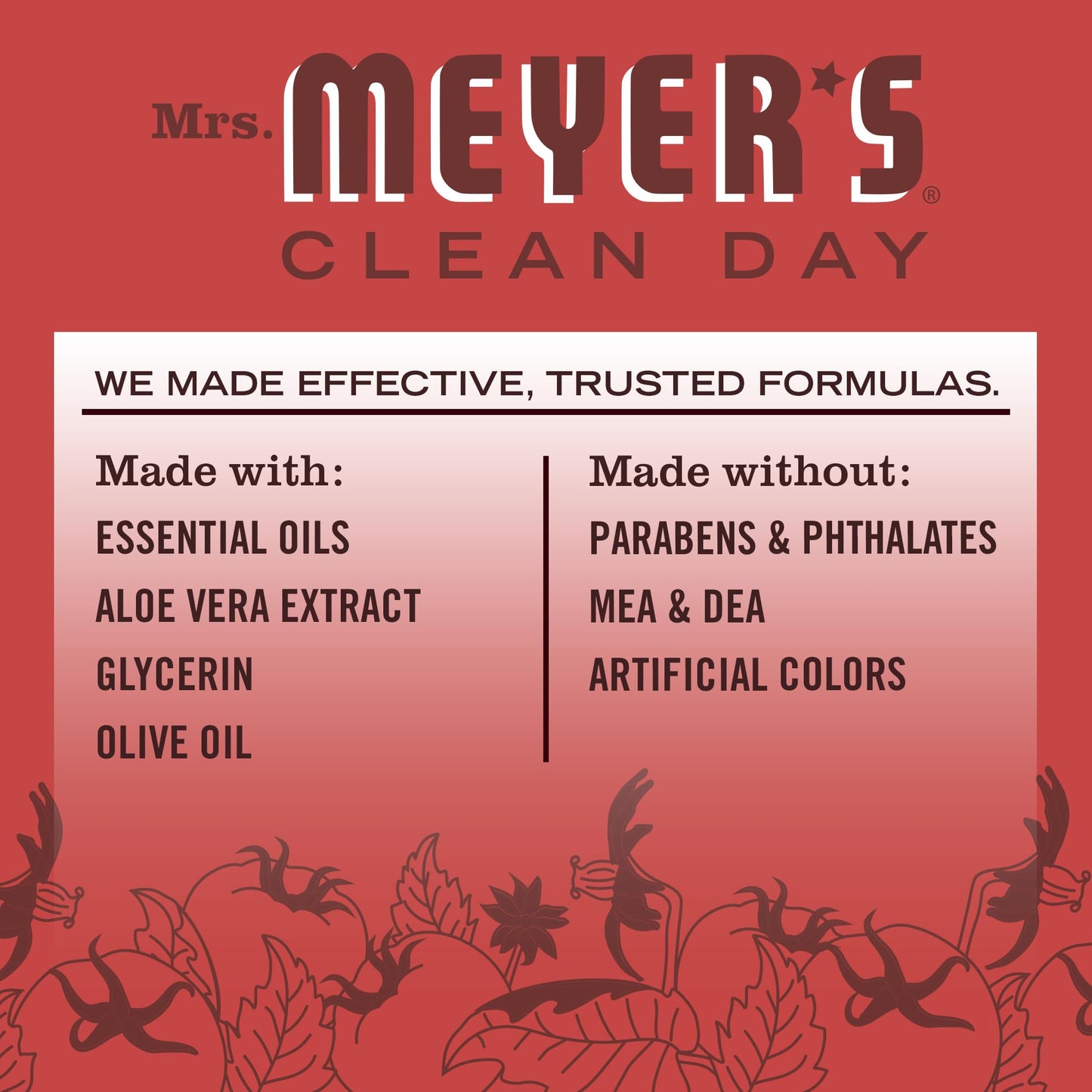 MRS. MEYER'S CLEAN DAY Liquid Hand Soap, Tomato Vine Scent, 12.5 Ounce Bottle