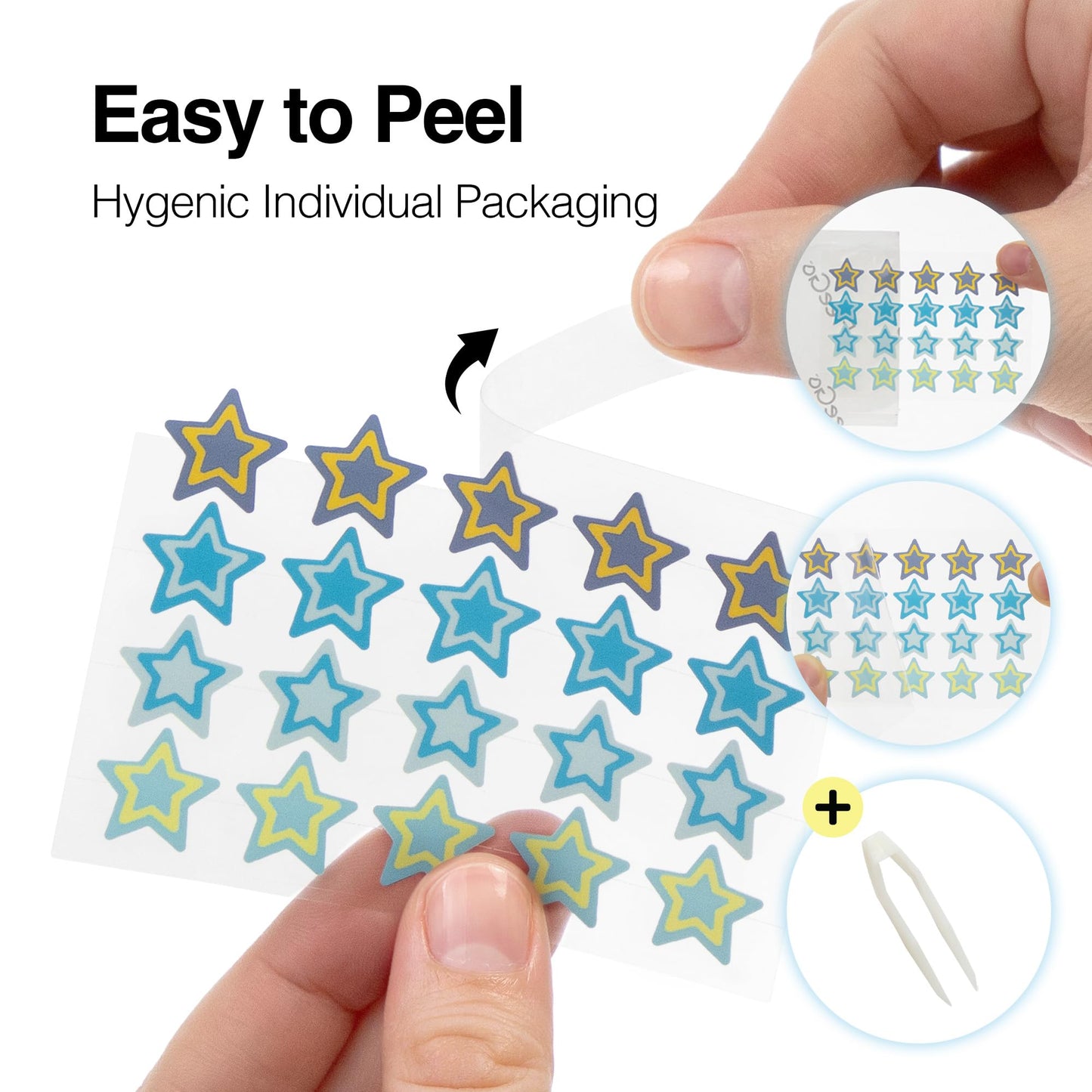 FreeGo WOO JU (??) Hydrocolloid Pimple Patch 120 Counts | Cute Colorful Star Shape | Salicylic Acid, Niacinamide, CICA, Tea Tree | Made in Korea