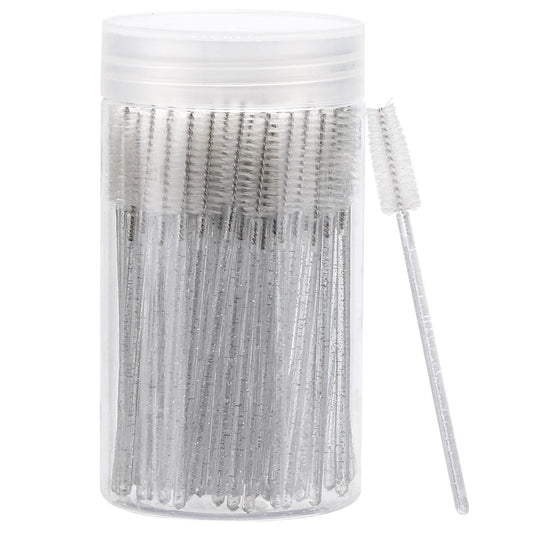 100 Pcs Disposable Mascara Wands, Crystal Eyebrow Spoolies Brush for Eyelash Extensions, Lash Brushes with Container (White) Beauty and Personal Care Tbestmax Default Title