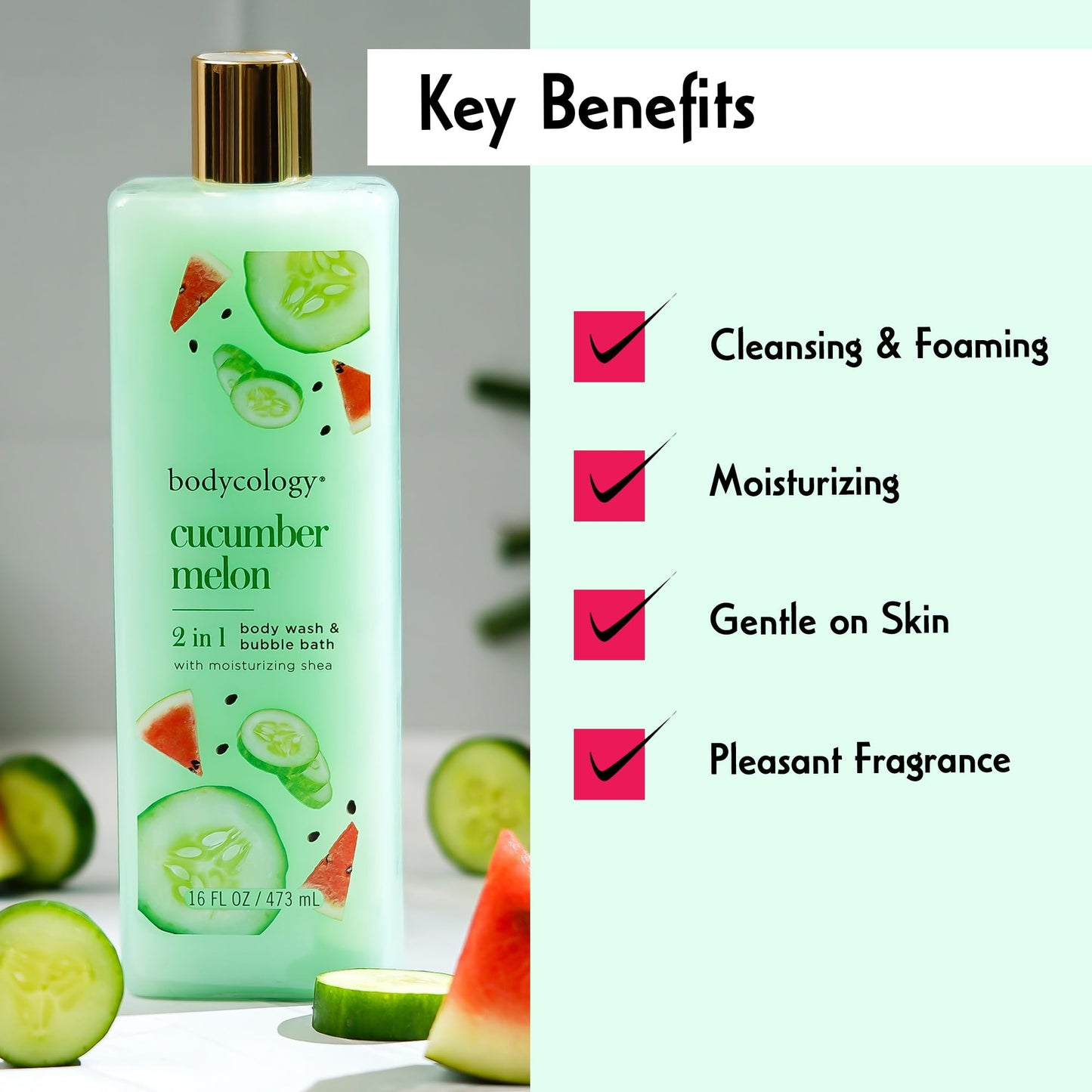 Bodycology Cucumber Melon Body Wash Women 16 oz