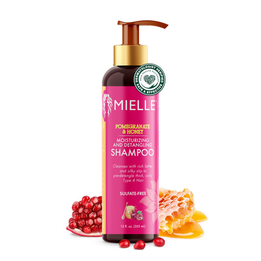 Mielle Organics Pomegranate & Honey Detangling & Moisturizing Shampoo - Curly Hair Shampoo for Women - Enriched with Honey & Babassu Oil to Lift Dirt
