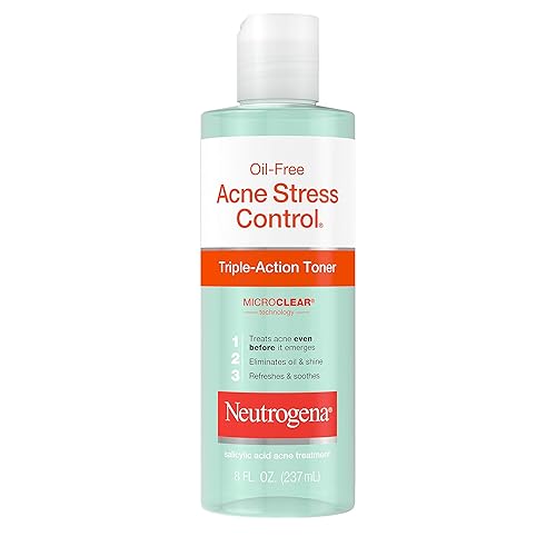 Neutrogena Oil-Free Acne-Fighting Stress Control Triple-Action Facial Toner, Soothing and Refreshing Toner with Salicylic Acid Acne Medicine, Green