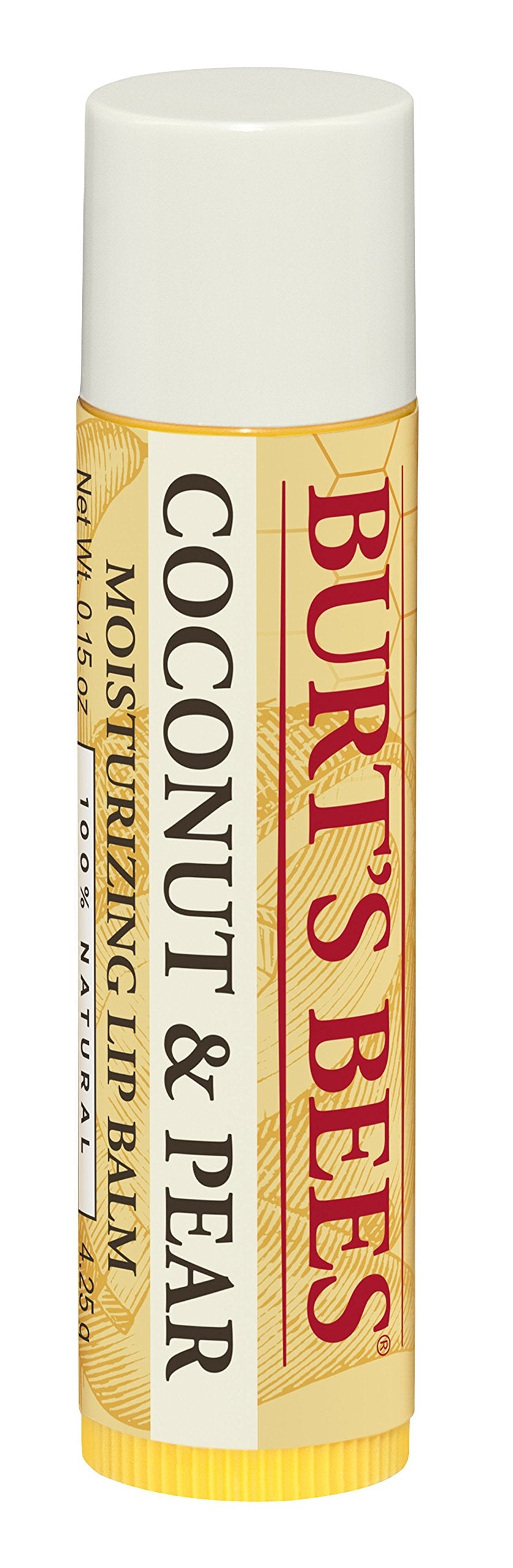 Burt's Bees 100% Natural Moisturizing Lip Balm, Coconut & Pear with Beeswax & Fruit Extracts - 1 Tube