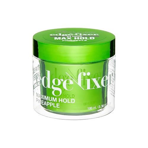 KISS COLORS & CARE Maximum Hold Edge Fixer, Non-Greasy Gel Formula Infused With Biotin B7, 24 Hour Hold, ‘Pineapple’ Scented, 3.38 Fl. Oz. (100 ml)