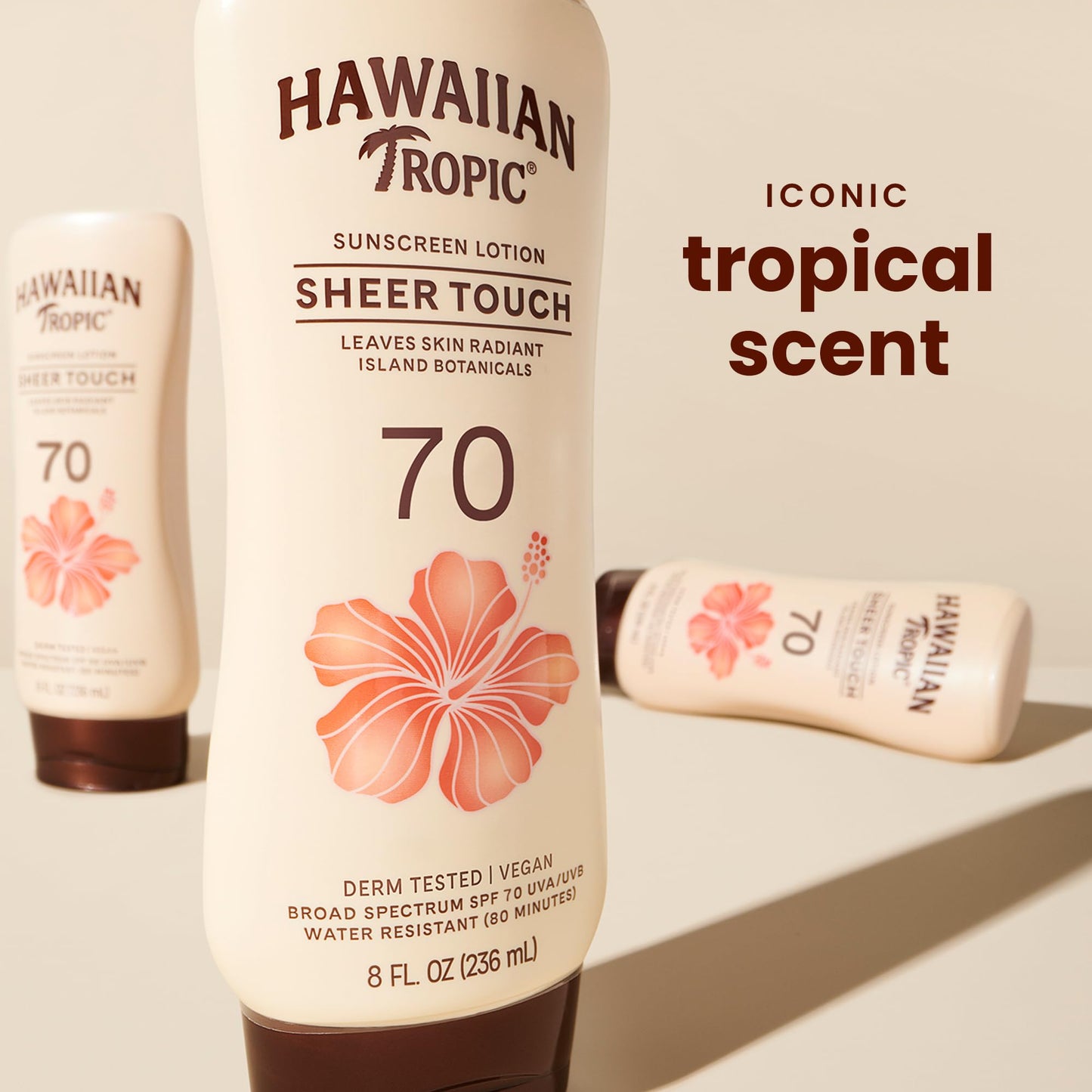 Hawaiian Tropic Sheer Touch Lotion Sunscreen SPF 70, 8 Fl Oz | Broad Spectrum, Oxybenzone Free, Sunblock Lotion, Hawaiian Tropic Sunscreen SPF 70, 8