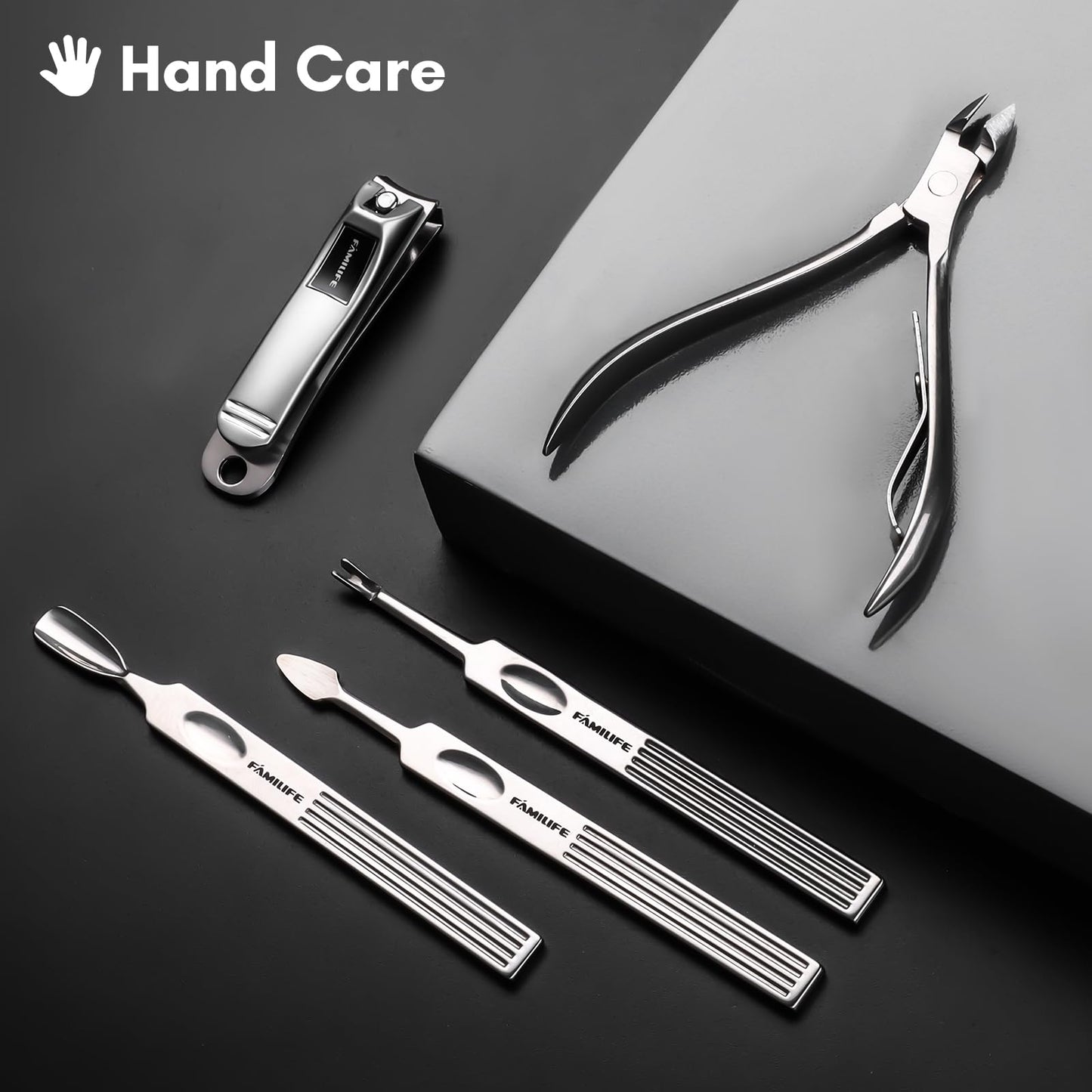 FAMILIFE Manicure Set, Professional Manicure Kit Nail Clippers Set 11 in 1 Stainless Steel Pedicure Tools Nail Kit Men Grooming Tool with Portable