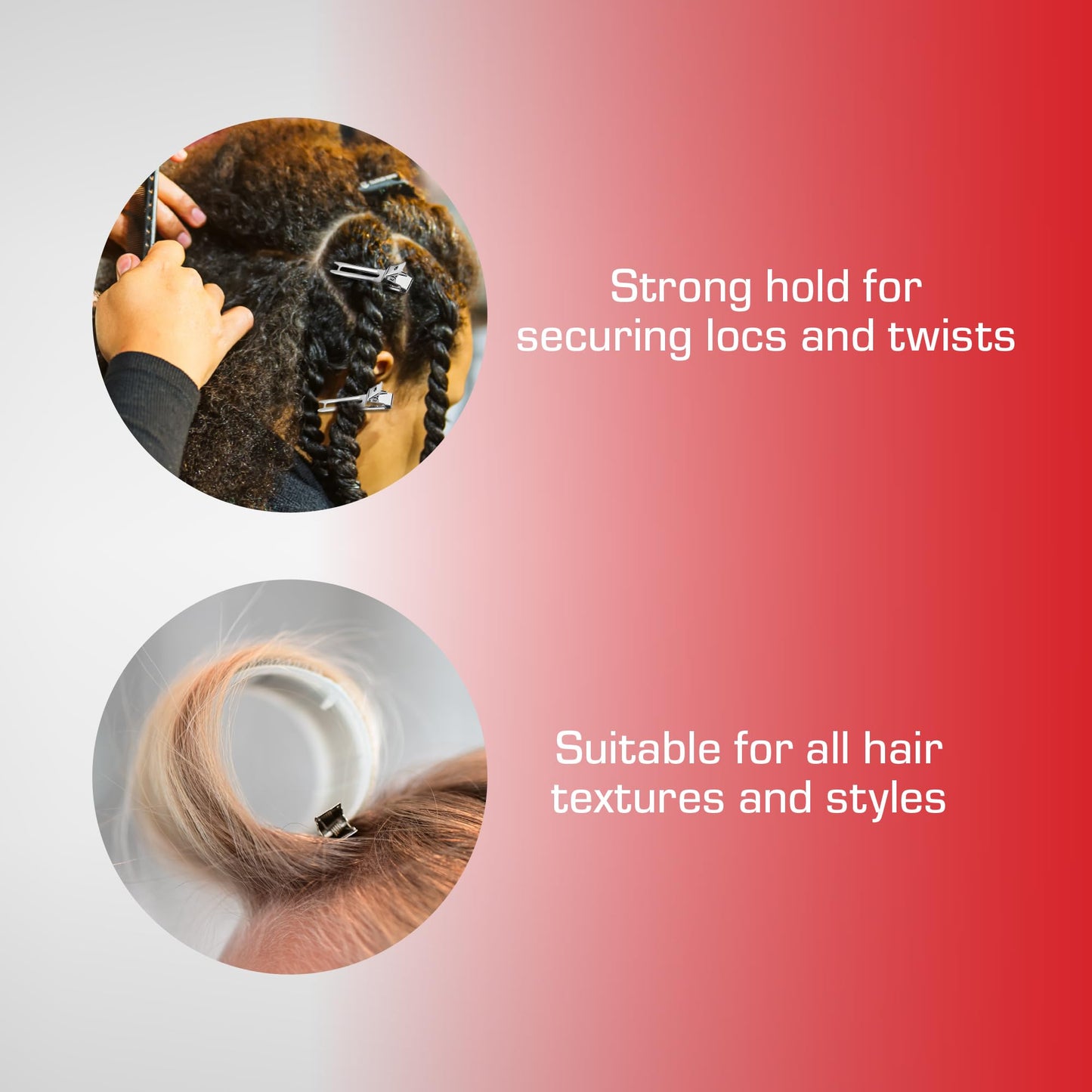 RED by Kiss 80pcs 1.75" Slide-In Hair Clips, Durable Metal Curl Setting Clips for Hairdressing, Sectioning & Retwisting, Rust-Free Hair Pins