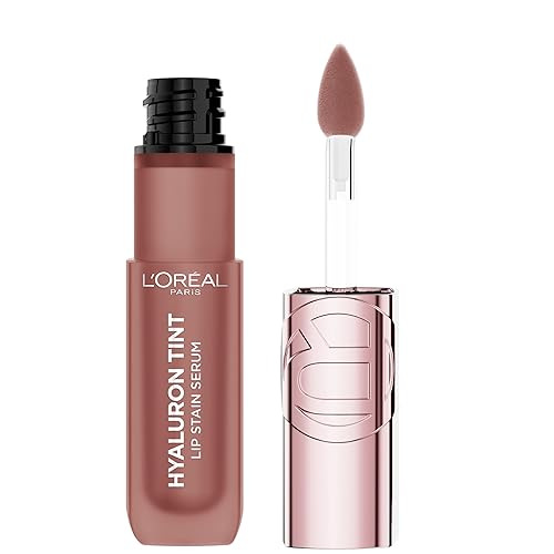 L'Oreal Paris Hyaluron Tint Lip Stain Serum, Long Lasting, Hydrating Lip Makeup Infused with Hyaluronic Acid, 680 Nude Espresso (Medium Brown Nude)