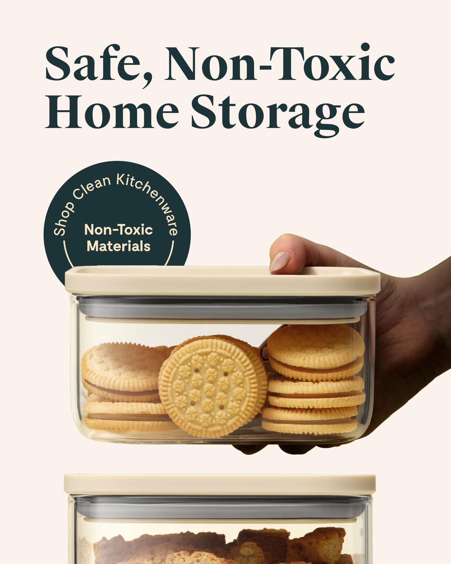 Caraway 1qt Glass Airtight Food Storage Container with Lid - Non-Toxic, BPA-Free Kitchen Storage Container - Stackable, Space-Saving Airtight…