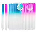 SIUSIO 40 Pack Professional Czech Crystal Glass Nail Files for Natural Nails Double Sided Etched Surface Files Gradient Rainbow Color for Acrylic Nail