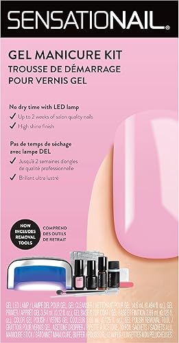 Sensationail Gel Nail Polish Starter Kit - At Home Gel Manicure 32 Piece Kit - Includes Pink Chiffon Nail Polish, LED Lamp, Polish Remover, Manicure