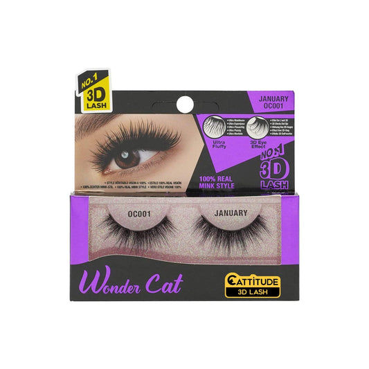 EBIN NEW YORK Cattitude 3D Lash Wonder Cat -January 3D Faux Mink Lash Enviable Volume Lightweight Comfortable Wear Double Layered Wispy Lash Fullness