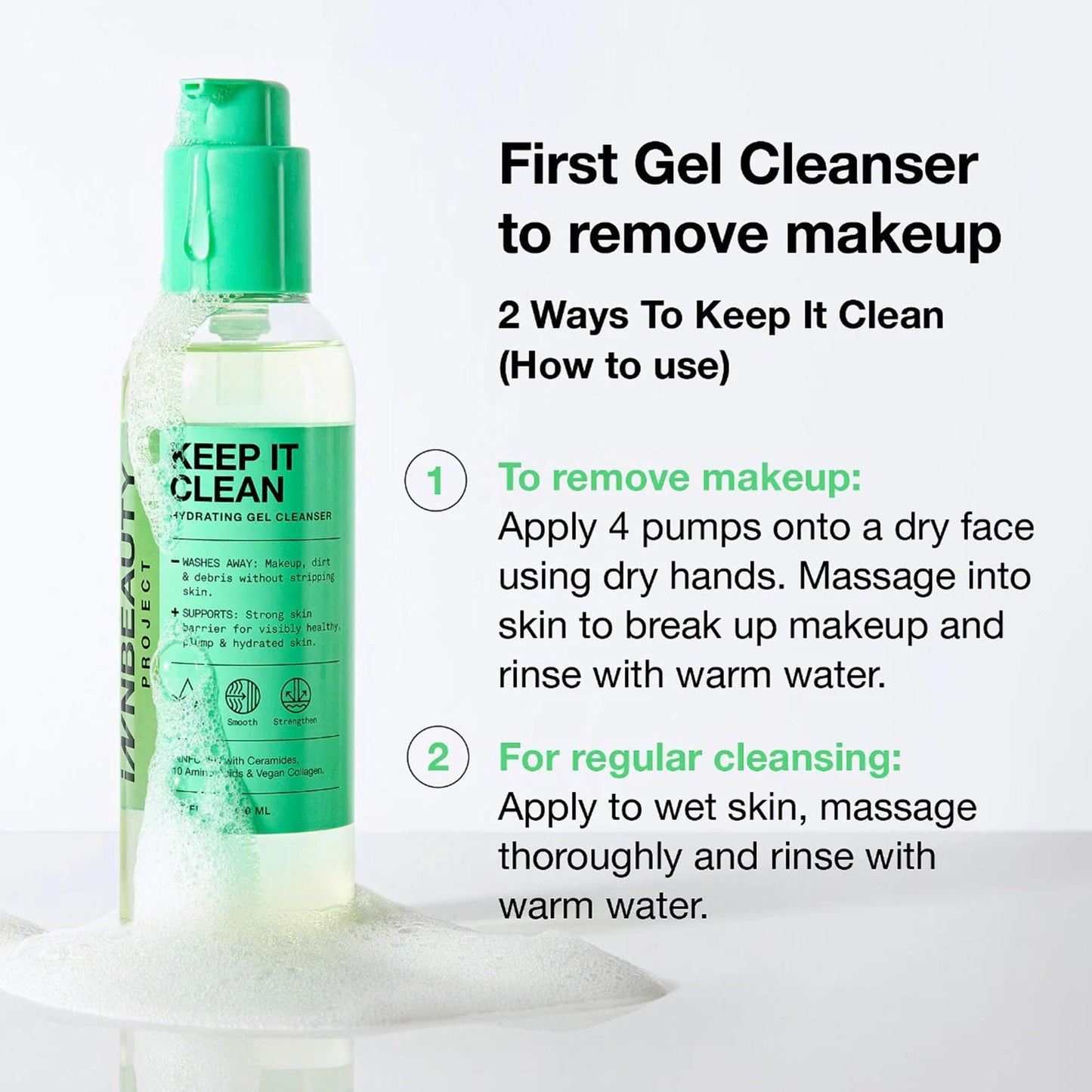Innbeauty Project Keep It Clean Hydrating Gel Cleanser with Ceramides & 10 Amino Acids, 6.7 OZ (200ml)
