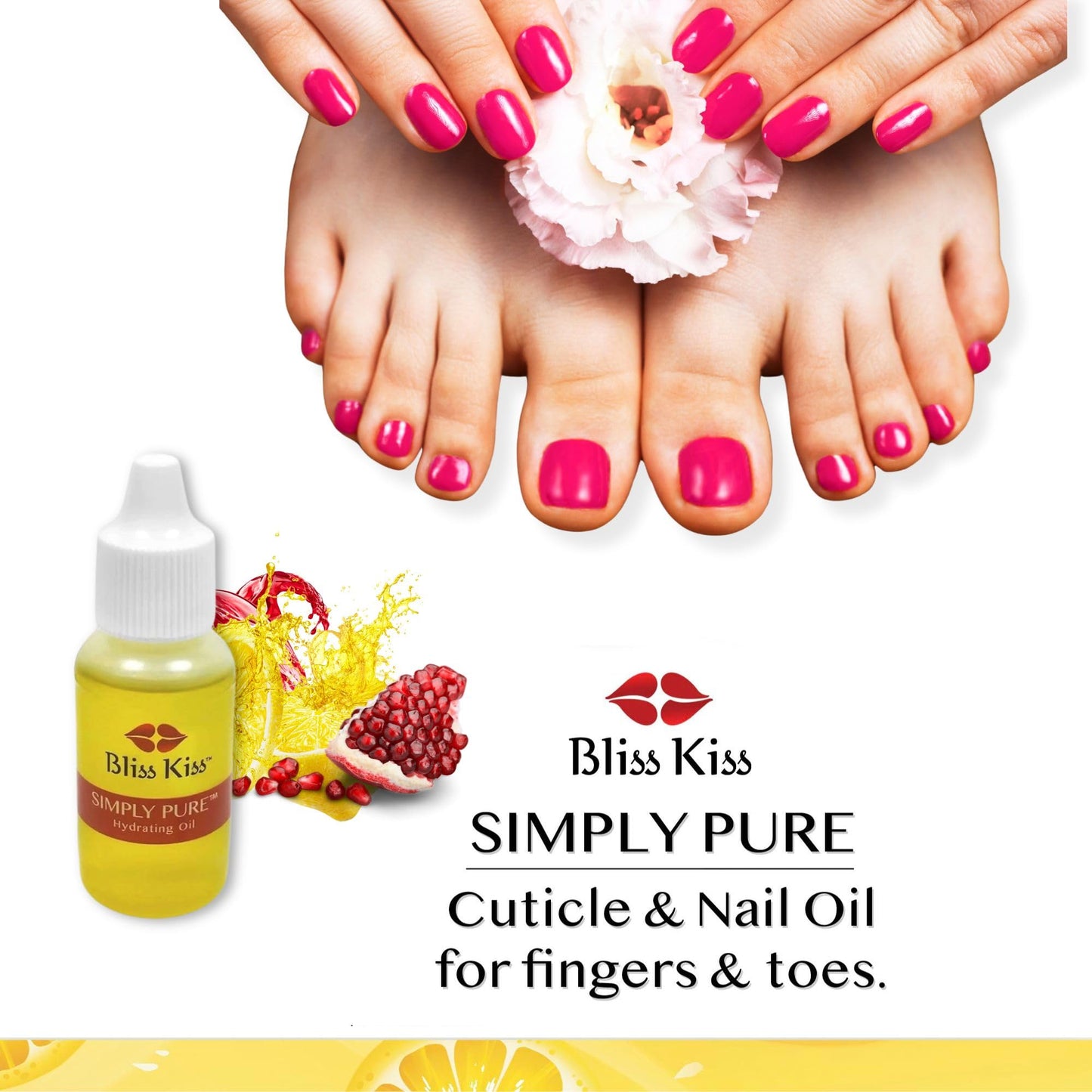 Bliss Kiss | Crisp Fragrance | Nail Oil Cuticle Dropper w/Vitamin E & Jojoba?Nail Strengthener Nail Growth Serum for Brittle Peeling Breaking Thin