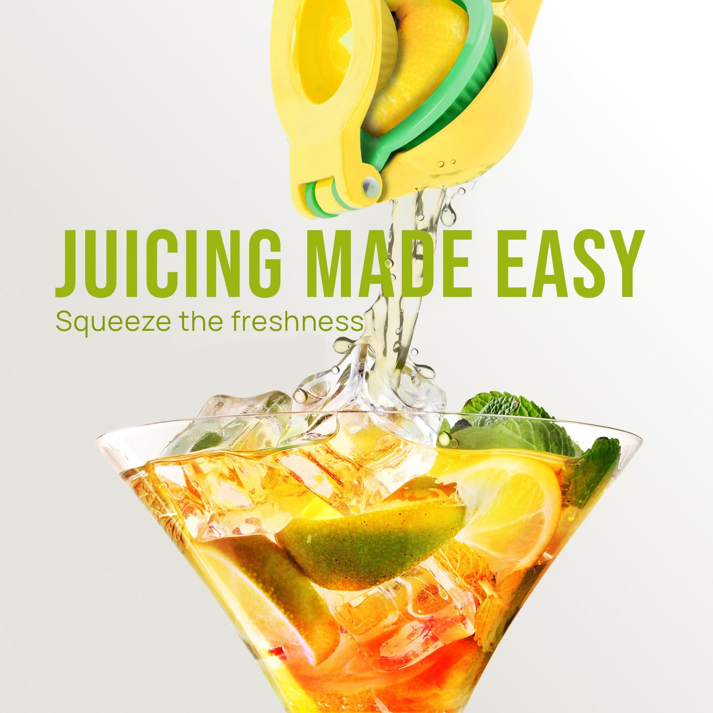 Zulay Kitchen 2-in-1 Lemon Squeezer – Heavy-Duty Hand Juicer for Max Extraction, Easy-Clean Manual Citrus Press, Yellow/Green