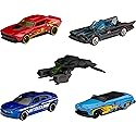 Hot Wheels Batman 5-Pack, Set of 5 Batman-Themed Toy Cars in 1:64 Scale (Styles May Vary)
