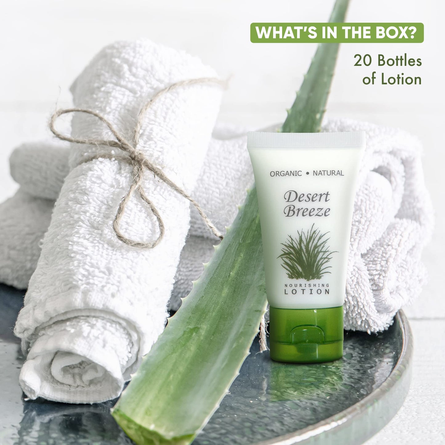Travel Size Hotel Lotion 20 Count 1 oz Bottles Guest Amenities for Vacation Rentals and Short Term Rentals Paraben Free Green Tea & Lemongrass Scent