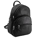 Leather Backpack Purse Mid Size & Convertible into single strap sling Bag or Backpack wearing Multiple Organizer Pockets Black