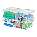 IRIS USA 12 Qt. Plastic Storage Bins Containers with Lids, 4 Pack, Small Sensory Bin, Craft Storage, Craft Organizers & Storage, Organizing Container…